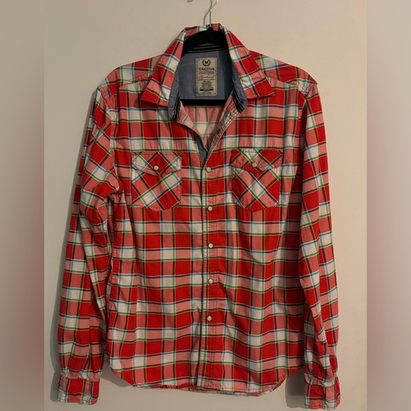 Cactus the Original Clothing Womens Red White Green Plaid Pearl Snap Med Western - Picture 1 of 9